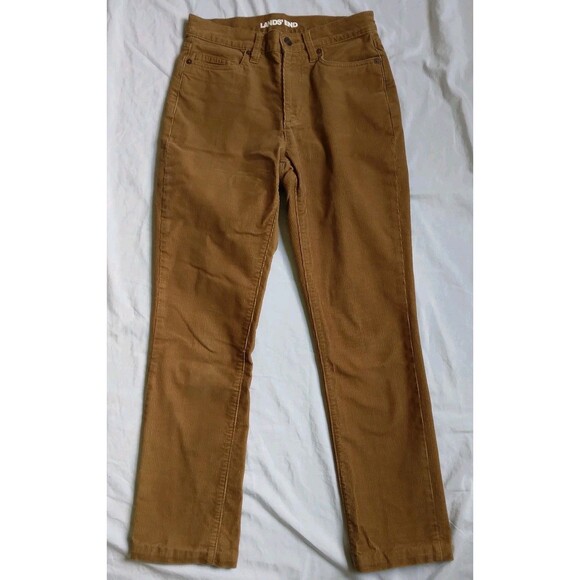 Lands' End Cordoruy Pants Brown Casual Straight Leg Boho Hippie Womens Size 2 - Picture 1 of 10